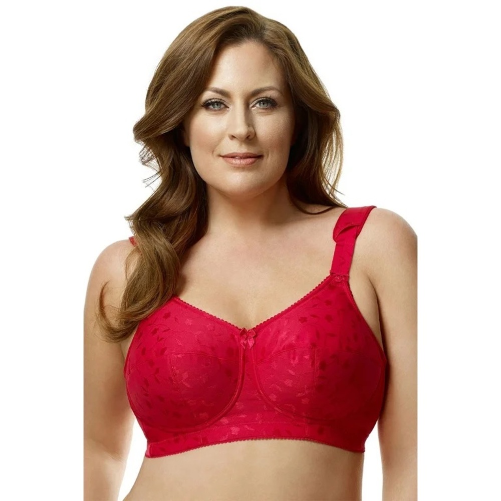 NWT Elila Jacquard Wire-Free Bra in Red Style 1305 Size 40K